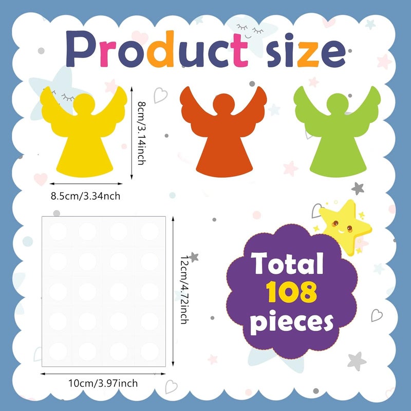 Geyee 108 Pcs Angel Cutout Paper Angel Cutouts Christmas Paper Cutout Assorted Color Cutouts Small Bulletin Board Die Cuts for DIY Kids Projects Craft School Party Decor - Image 2